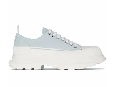Pre-owned Alexander Mcqueen Men's  Tread Slick Low Lace Up Sneakers In Light Blue/white In Multi