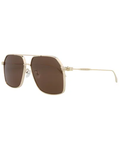 Alexander Mcqueen Men's Am0372s 59mm Sunglasses In Gold