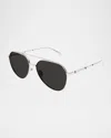 Alexander Mcqueen Eyewear Aviator Frame Sunglasses In Shiny Silver