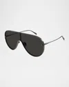 Alexander Mcqueen Men's Am0481sm Metal Shield Sunglasses In Shiny Dark Ruthenium