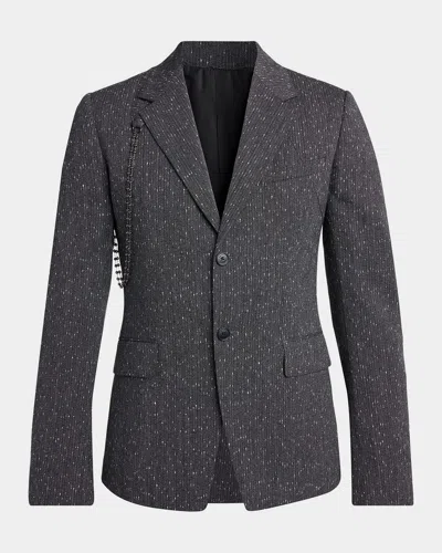 Alexander Mcqueen Men & Apos;s Wool Flecked Pinstripe Harness Single-breasted Blazer In Gray