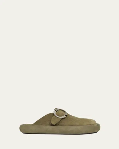 Alexander Mcqueen Men's Arc Suede Clogs In Green