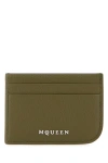 Alexander Mcqueen Men Army Green Leather Card Holder In Green