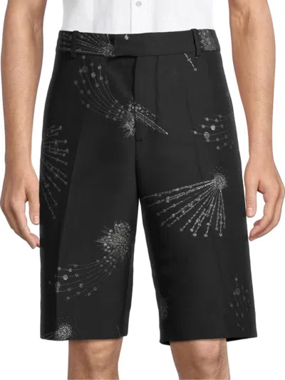 Alexander Mcqueen Men's Astral Jewel Wool Blend Shorts In Black
