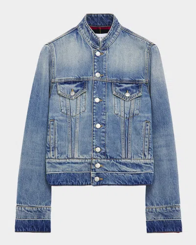 Alexander Mcqueen Button Denim Jacket In Blue