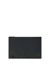 Alexander Mcqueen Leather Clutch With Mcqueen Graffiti Logo In Multicolor
