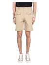 Alexander Mcqueen Cotton Knee-length Bermuda Shorts With Waist Belt Loops In Beige