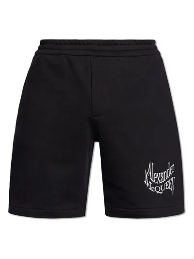 ALEXANDER MCQUEEN MEN'S BERMUDA SHORTS WITH DISTORTED LOGO