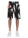 Alexander Mcqueen Men's Bermuda With Logo Print Shorts | Size 48 | 726838 In Multicolour