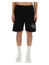 Alexander Mcqueen Alexander Mc Queen Black Bermuda Shorts With Distorted Logo In Black