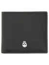 Alexander Mcqueen Calfskin Skull Bifold Card Holder In Black