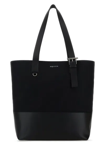 ALEXANDER MCQUEEN ALEXANDER MCQUEEN MEN BLACK CANVAS SHOPPING BAG