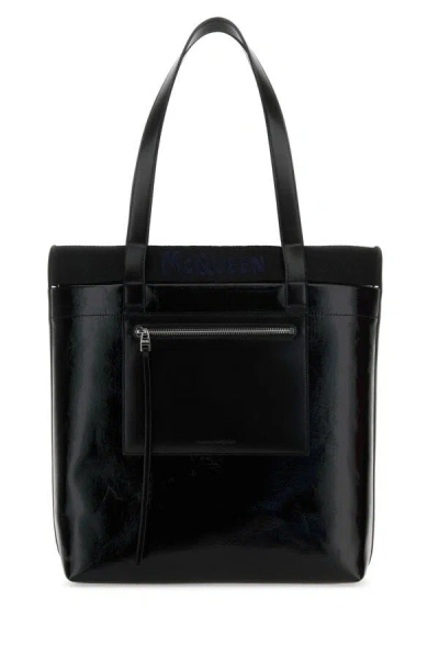 ALEXANDER MCQUEEN ALEXANDER MCQUEEN MEN BLACK CANVAS SHOPPING BAG