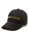 ALEXANDER MCQUEEN MEN'S BLACK COTTON BASEBALL CAP FOR SS24 WITH EMBROIDERED LOGO AND ADJUSTABLE STRAP