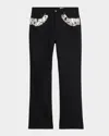 Alexander Mcqueen Men's Black Denim Slim Crystal-trim Jeans In Black