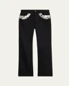 Alexander Mcqueen Men's Black Denim Slim Crystal-trim Jeans In Black