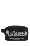 Alexander Mcqueen Man Black Fabric Mcqueen Graffiti Beauty Case In Black