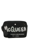 Alexander Mcqueen Men Black Fabric Mcqueen Graffiti Crossbody Bag In Black