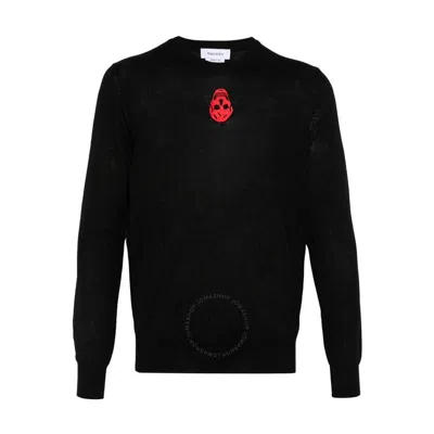 ALEXANDER MCQUEEN ALEXANDER MCQUEEN MEN'S BLACK INVERTED SKULL-EMBROIDERED SWEATER