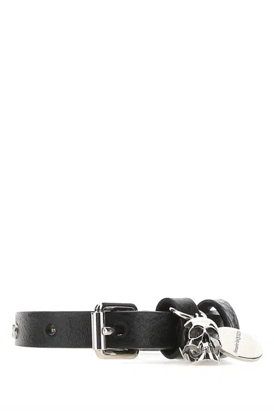 Alexander Mcqueen Men Black Leather Bracelet