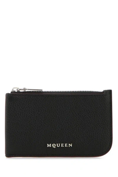 Alexander Mcqueen Men Black Leather Card Holder