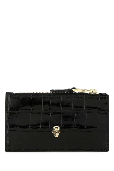 Alexander Mcqueen Men Black Leather Card Holder