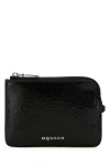 Alexander Mcqueen Men Black Leather Card Holder In Black