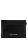 Alexander Mcqueen Leather Wallet With Compact Design And Chain Detail In Black