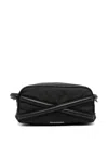 Alexander Mcqueen Black Beauty Case With Harness Detail In Fabric And Leather Man In Black