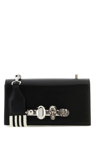 Alexander Mcqueen Men Black Leather The Knuckle Satchel Crossbody Bag