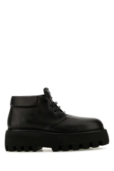 ALEXANDER MCQUEEN ALEXANDER MCQUEEN MEN BLACK NAPPA LEATHER SOFA LACE-UP SHOES