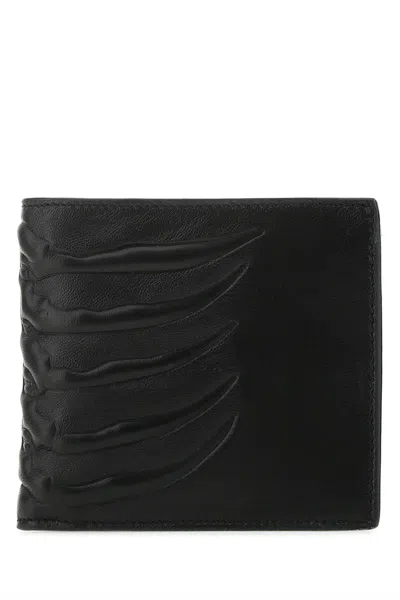 Alexander Mcqueen Men Black Nappa Leather Wallet In Brown