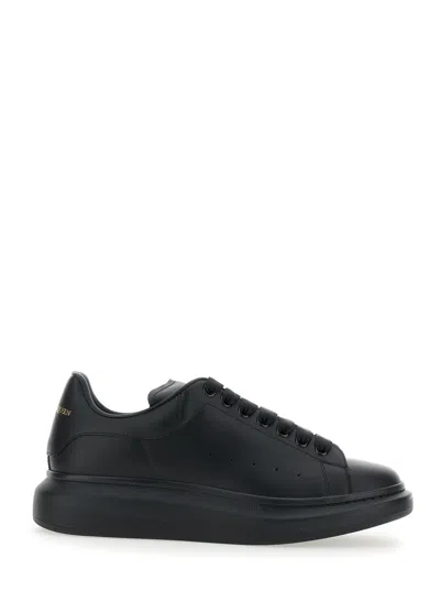 Alexander Mcqueen Men Black Oversize Sneakers With Logo Lettering On The Heel In Leather Man
