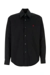 Alexander Mcqueen Poplin Shirt With Cuffed And Long Sleeves In Black