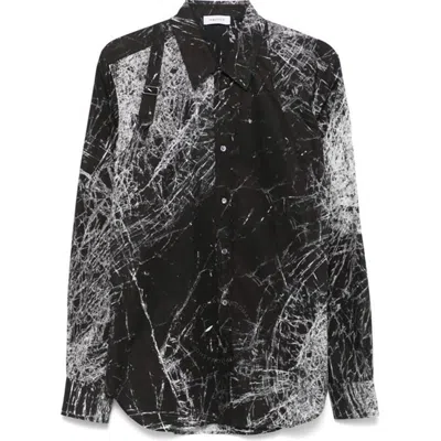 ALEXANDER MCQUEEN ALEXANDER MCQUEEN MEN'S BLACK SMASHED SCREEN PRINT SHIRT