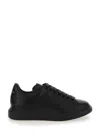 Alexander Mcqueen Men Black Sneakers With Logo Lettering On The Rear And Oversize Rubber Sole In Lea