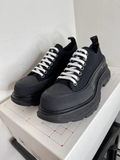 Pre-owned Alexander Mcqueen Men's Black Tread Slick Platform Low Top Sneaker Us 8 Eur 41