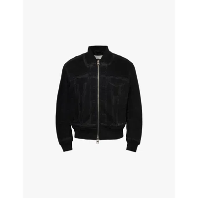 Alexander Mcqueen S  Trompe L'oeil Denim Bomber Jacket In Black