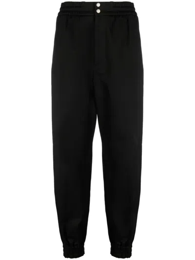 Alexander Mcqueen Men's Black Twill Weave Cotton Trousers For Ss24