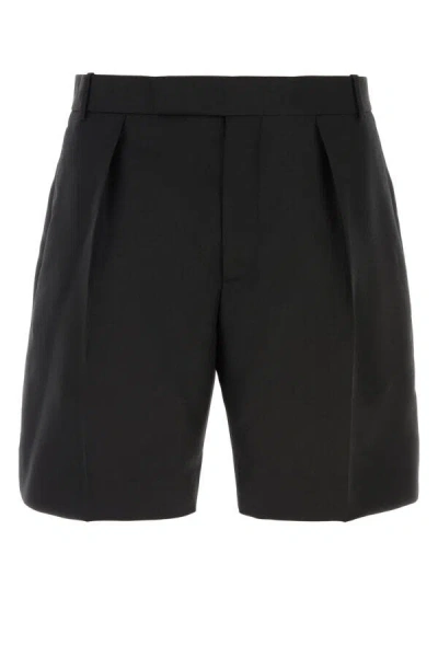 ALEXANDER MCQUEEN ALEXANDER MCQUEEN MEN BLACK WOOL BLEND BERMUDA SHORTS