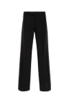 Alexander Mcqueen Wide Leg Wool Trousers With Front And Back Pockets In Black