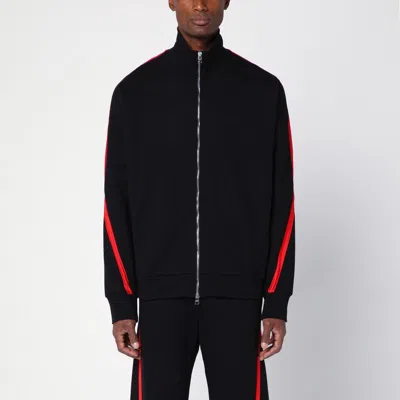 ALEXANDER MCQUEEN MEN'S BLACK/RED COTTON ZIP SWEATSHIRT | SIZE SMALL | 792224QXAAM