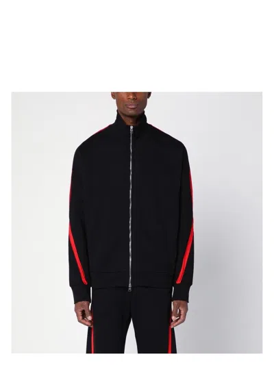 Alexander Mcqueen Men's Black/red Cotton Zip Sweatshirt | Size Small | 792224qxaam