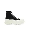 Alexander Mcqueen Alexander Mc Queen Black Canvas Tread Slick Boots In White/black