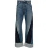 Alexander Mcqueen Men's Blue Washed Twisted Jeans In Blue