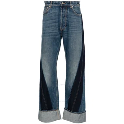Alexander Mcqueen Men's Blue Washed Twisted Jeans