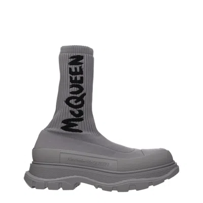 Alexander Mcqueen Men's Boots Fabric Gray