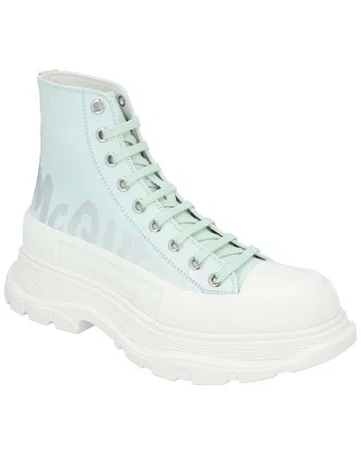 Alexander Mcqueen Men's Calfskin Tread Slick Boot In Blue