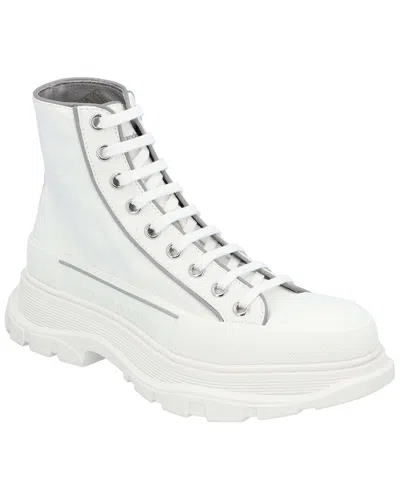 Alexander Mcqueen Men's Canvas Tread Slick Boot, Never Worn (authentic Pre-loved) In White