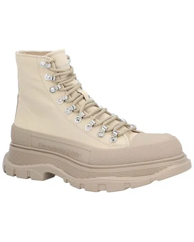 Alexander Mcqueen Men's Canvas Tread Slick Boot, Never Worn (authentic Pre-loved) In Neutral